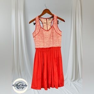 Hunter Dixon NY Red/orange Sleeveless Pleated Dress Size 4
